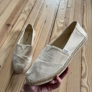 TOMS Womens Alpargata Canvas Espadrille Flats Cream Natural Size 9 tweed casual